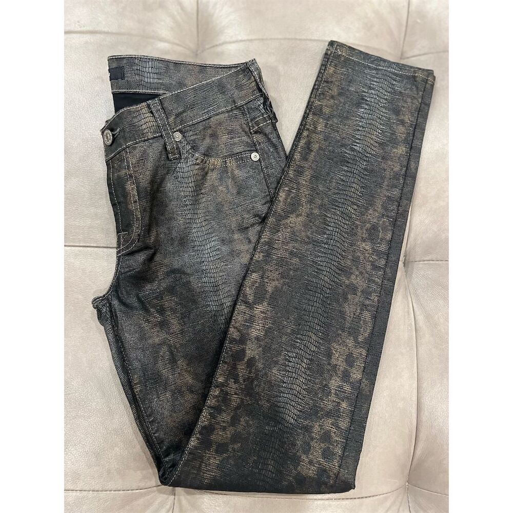 7 For All Mankind Women's Snake Print Skinny Jeans Size 26 Multicolor